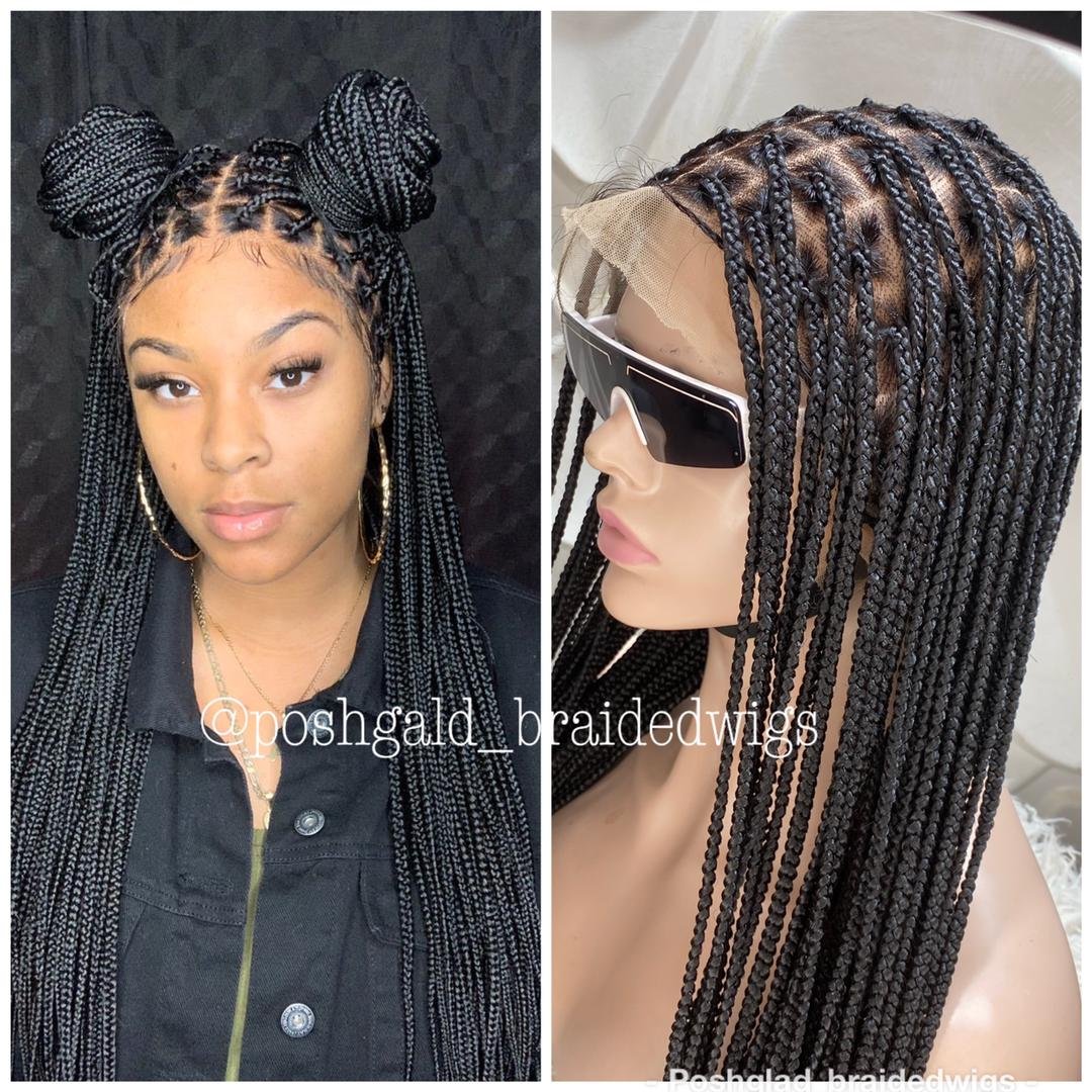 Headband Wigs Box Braided Wigs for Black Women Red Brown Color