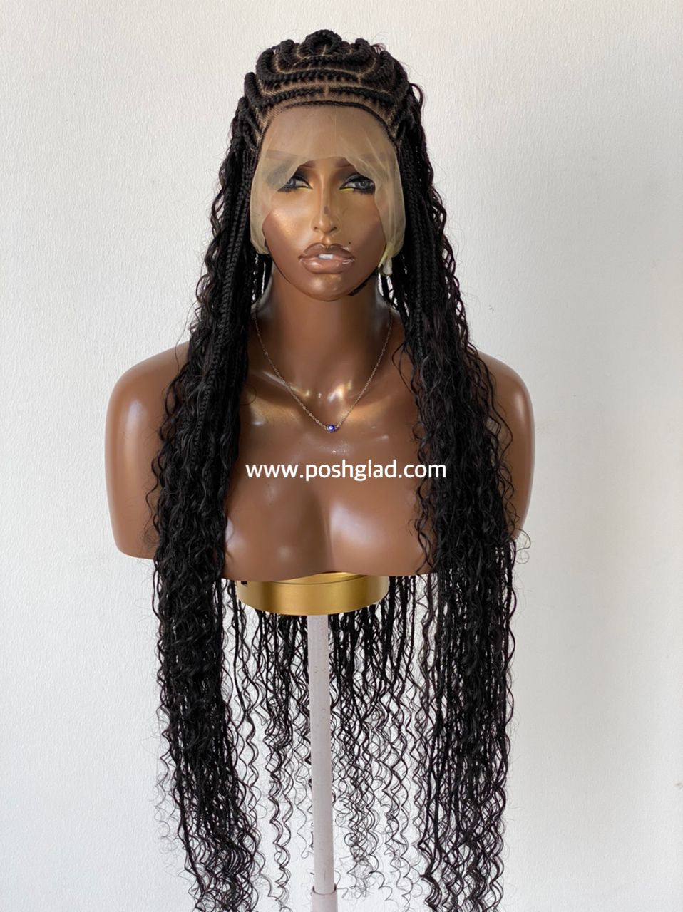 French Braid Bohemian Cornrow Wig "100% Human Hair" Sweetie Poshglad Braided Wigs French Braid Bohemian Cornrow Wig