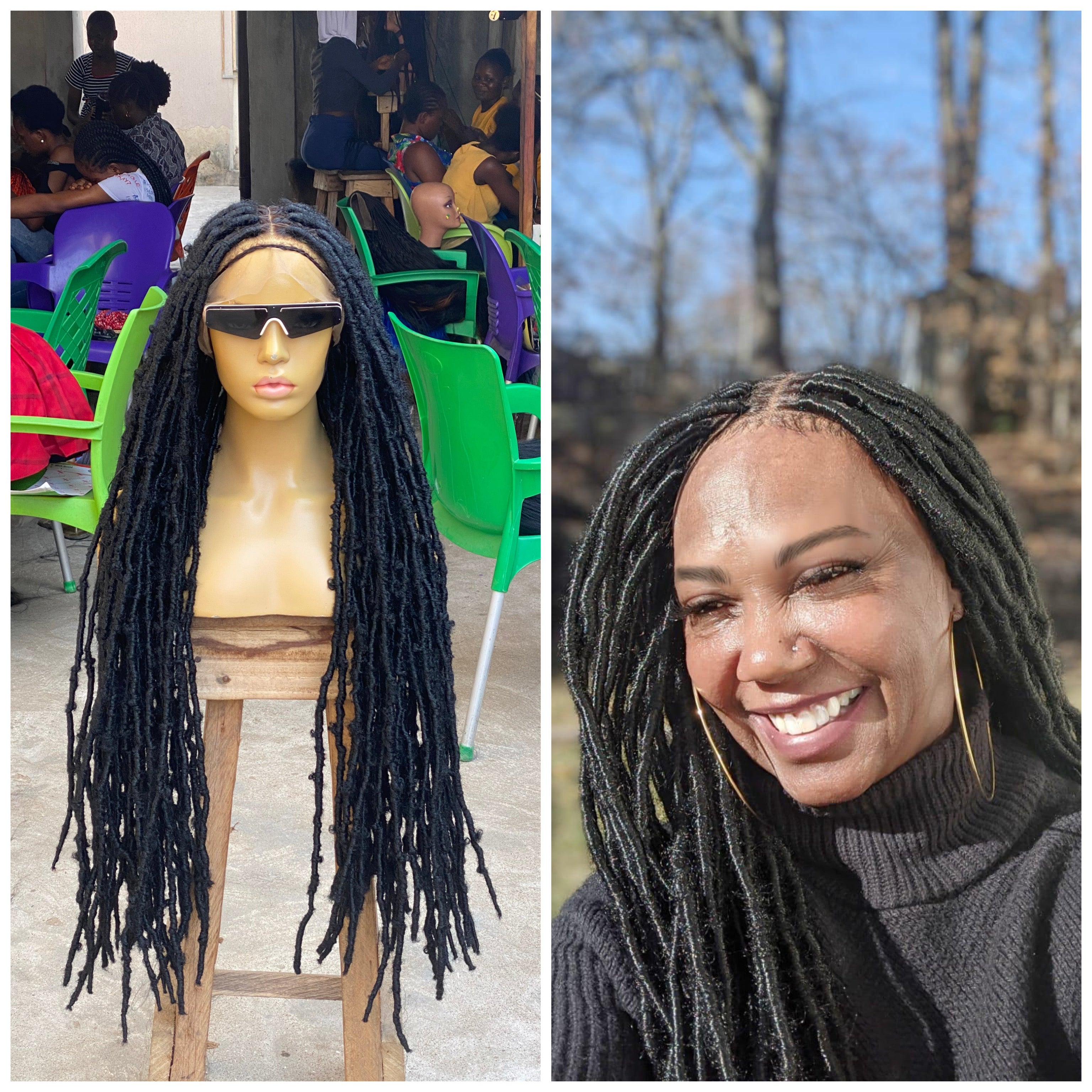 Ready to Shipbraided Wig, Distressed Locs, Faux Locs, Faux Locs  Wig,distress Faux Locs,dreadlocks Wig,bohemian Locs,goddess Locs,messy Locs  -  Canada