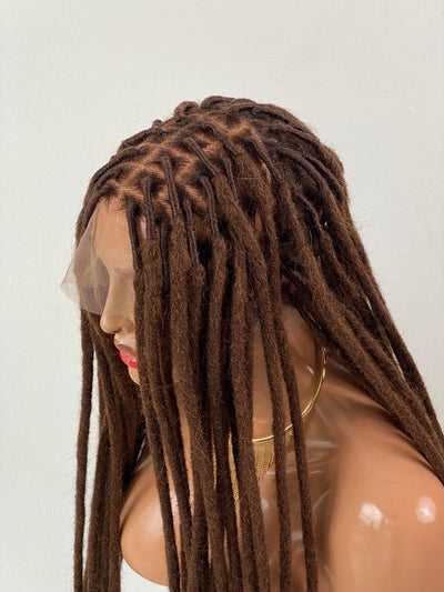 C4 Natural Locs Wig "Color 4" HD Full Lace - Ready To Ship Poshglad Braided Wigs Butterfly Locs Wig