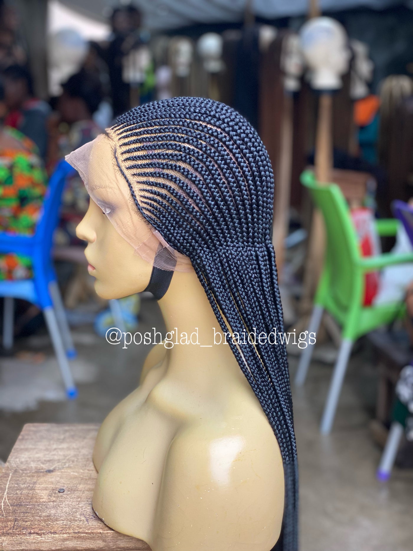 Cornrow Braid Wig (Ready to Ship) - Aisha Poshglad Braided Wigs Cornrow Braided Wig