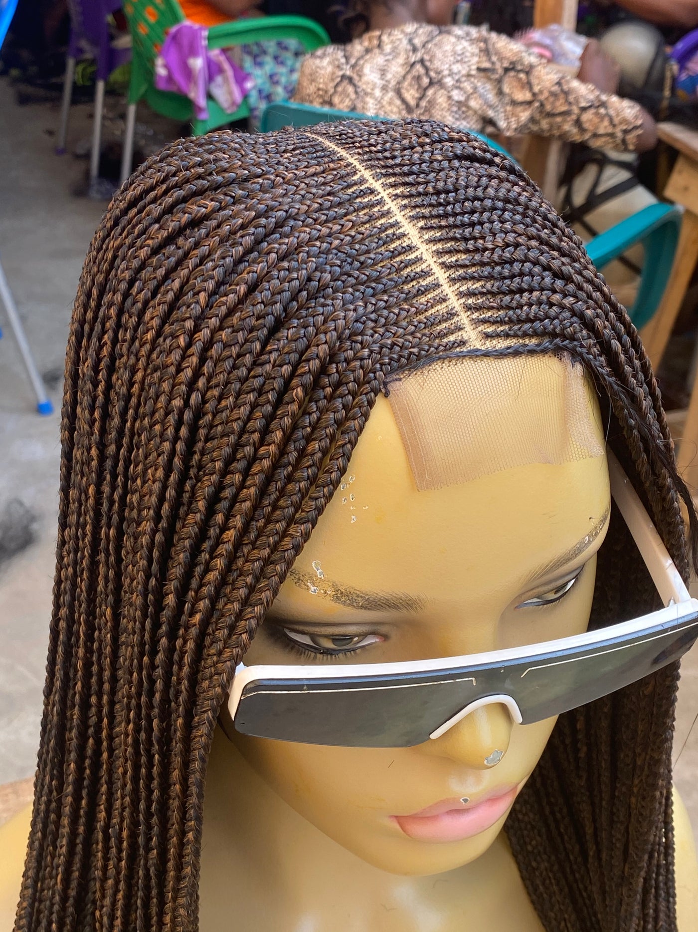 Cornrow Braid Wig "6 by 2 Closure Lace" Midback Length (Thelma) Poshglad Braided Wigs Cornrow Braid Wig