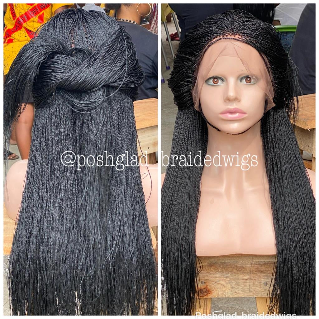 Micro Twist Braid Wig - Ella (Ready To Ship) Swiss Full Lace Poshglad Braided Wigs Micro Braid Wig