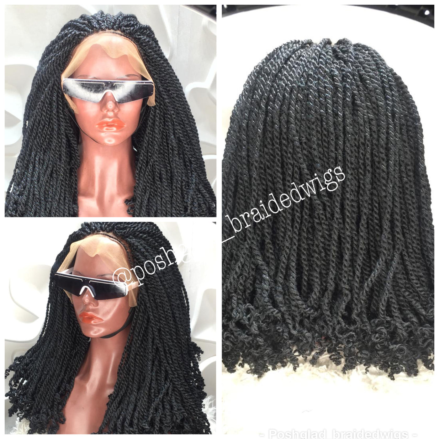 Kinky Twist Braided Wig (13 by 4 Frontal Lace) - Rockiba Poshglad Braided Wigs Kinky Twist Braided Wig