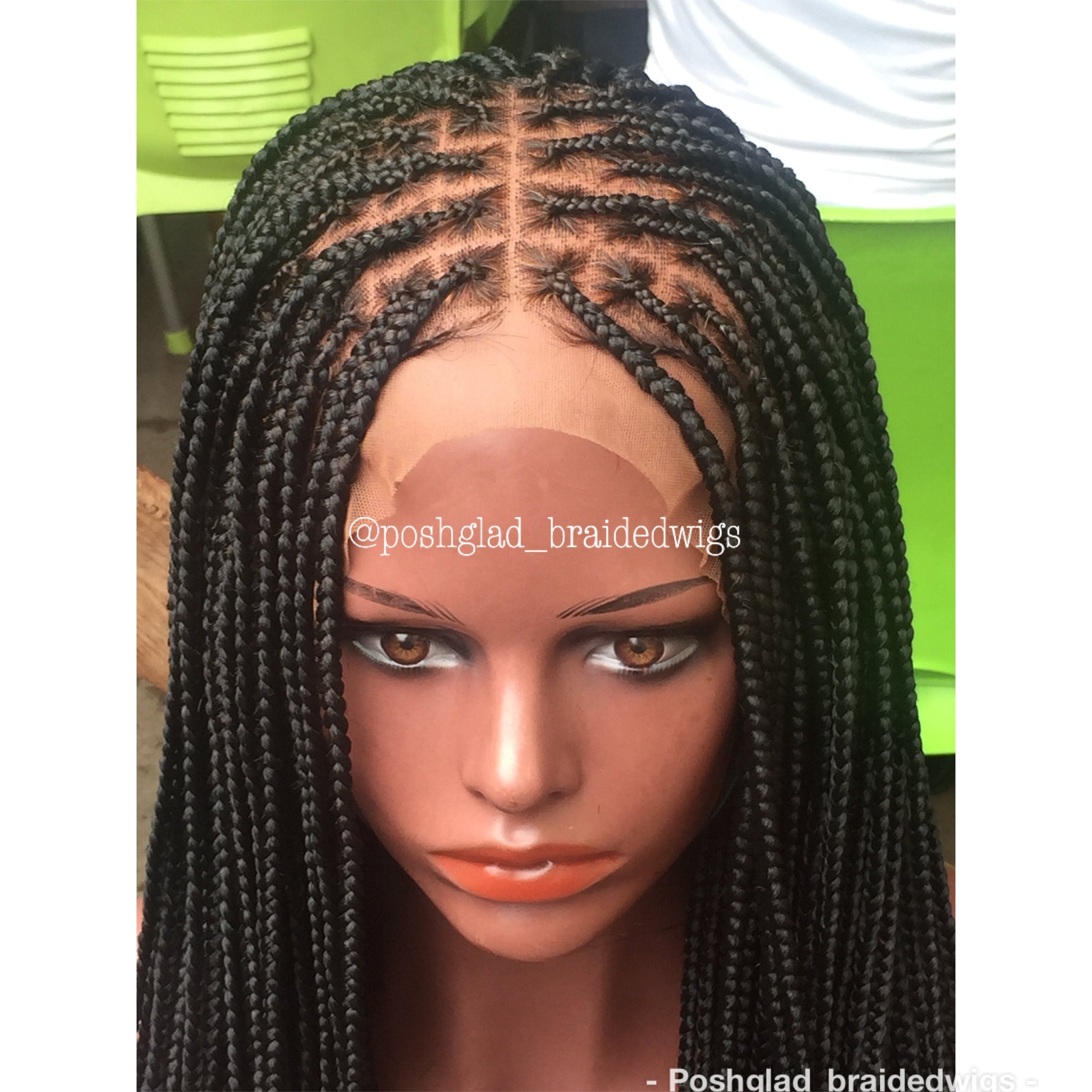 Single braids discount wig with lace front