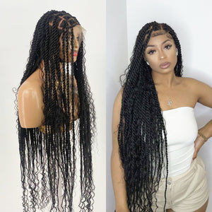 Braided Wig Box Braids Lace Front Wigs For Black Women 1b Black/Burgun –  Braidslacewigs