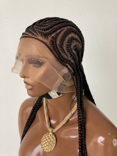 Feeding Braid Wig (Medium Brown Full Lace) Color 1B, Waist Length - Sharon