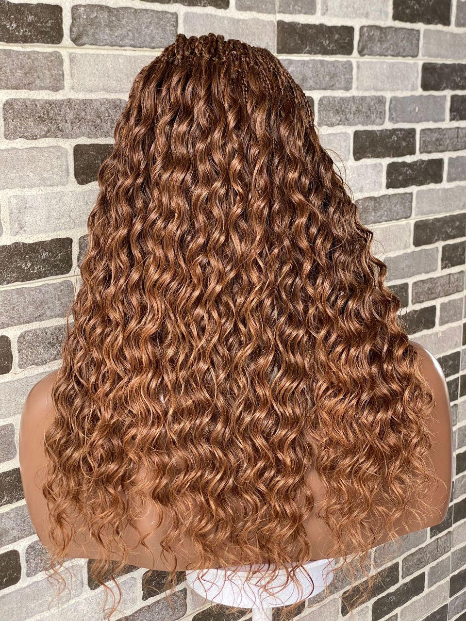 Wet And Wavy Knotless Braid Wig (100% Raw Human Hair) Color 30, HD Full Lace