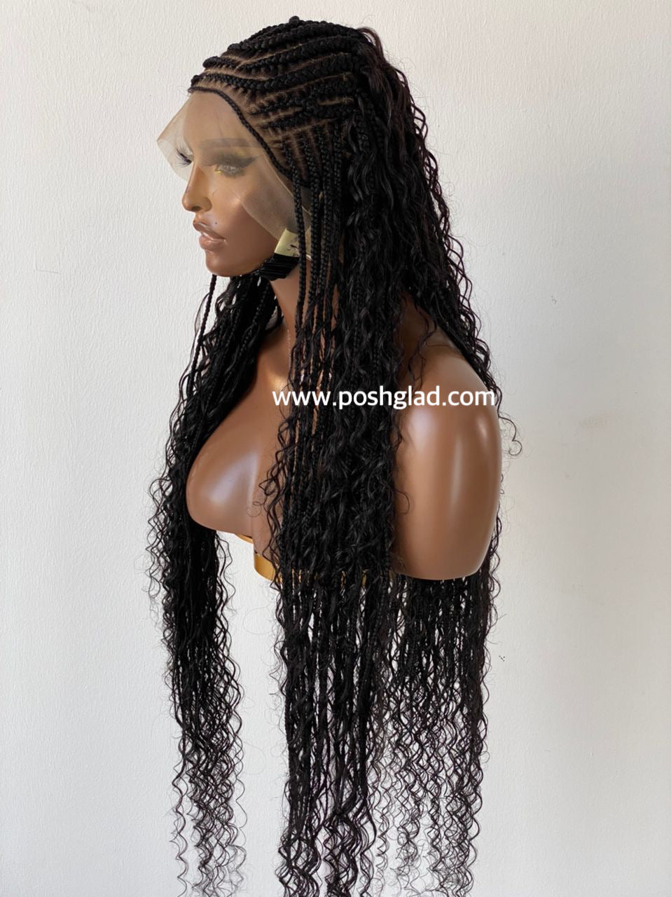 French Braid Bohemian Cornrow Wig "100% Human Hair" Sweetie Poshglad Braided Wigs French Braid Bohemian Cornrow Wig
