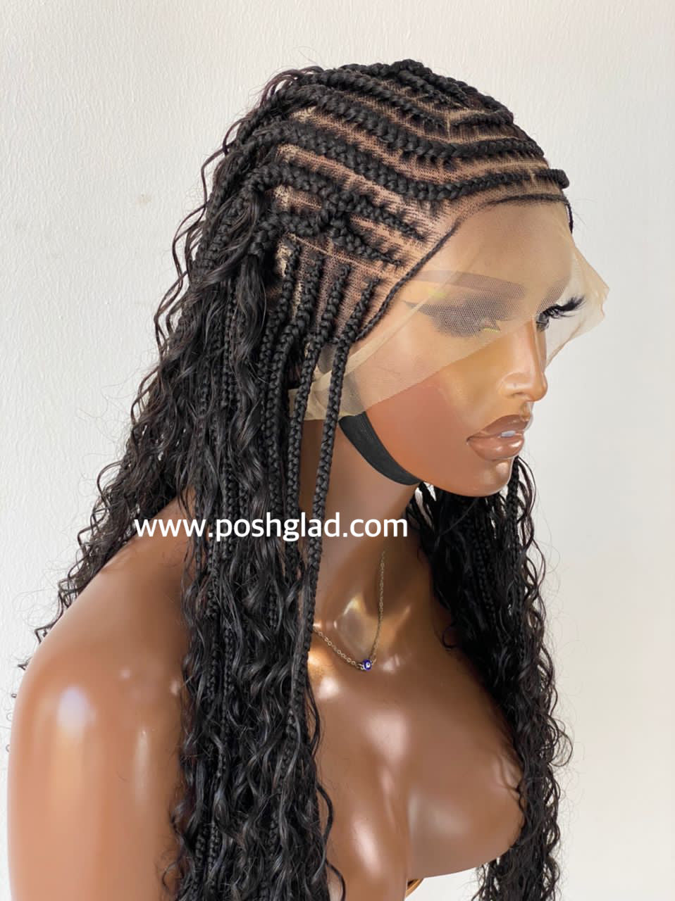 French Braid Bohemian Cornrow Wig 100% Human Hair Dash - Poshglad Braided  Wigs