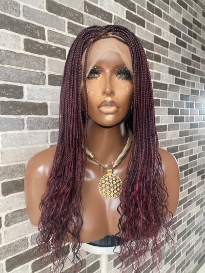 Boho small box braid braided wigs full lace  (humanhair curly ends)