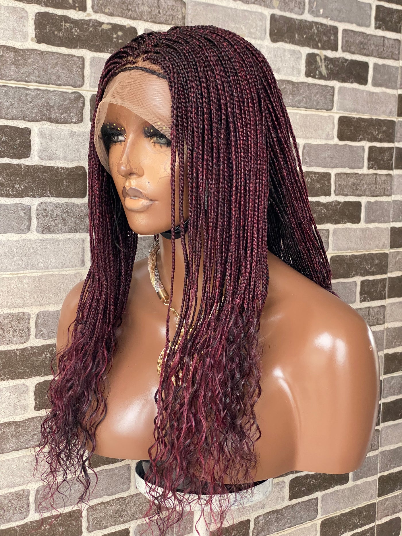 Boho small box braid braided wigs full lace  (humanhair curly ends)