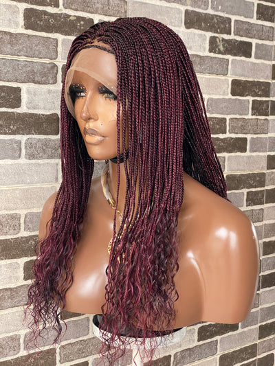 Boho small box braid braided wigs full lace  (humanhair curly ends)