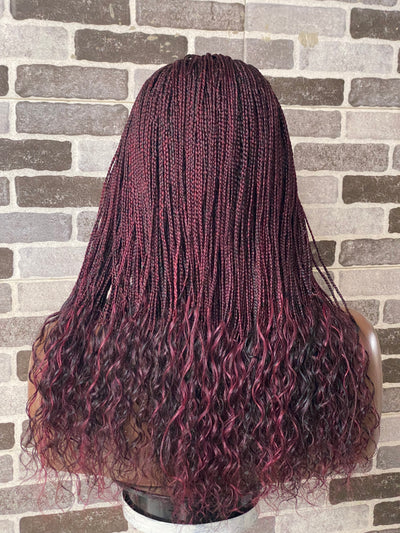 Boho small box braid braided wigs full lace  (humanhair curly ends)