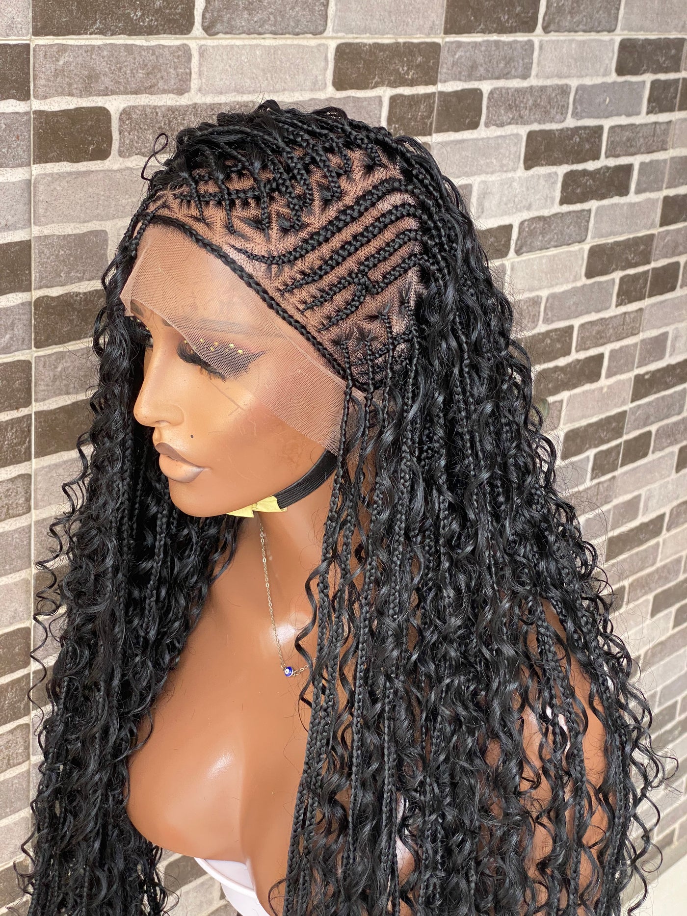 Biggie cornrow bohemian Knotless (100% humanhair curls) full lace