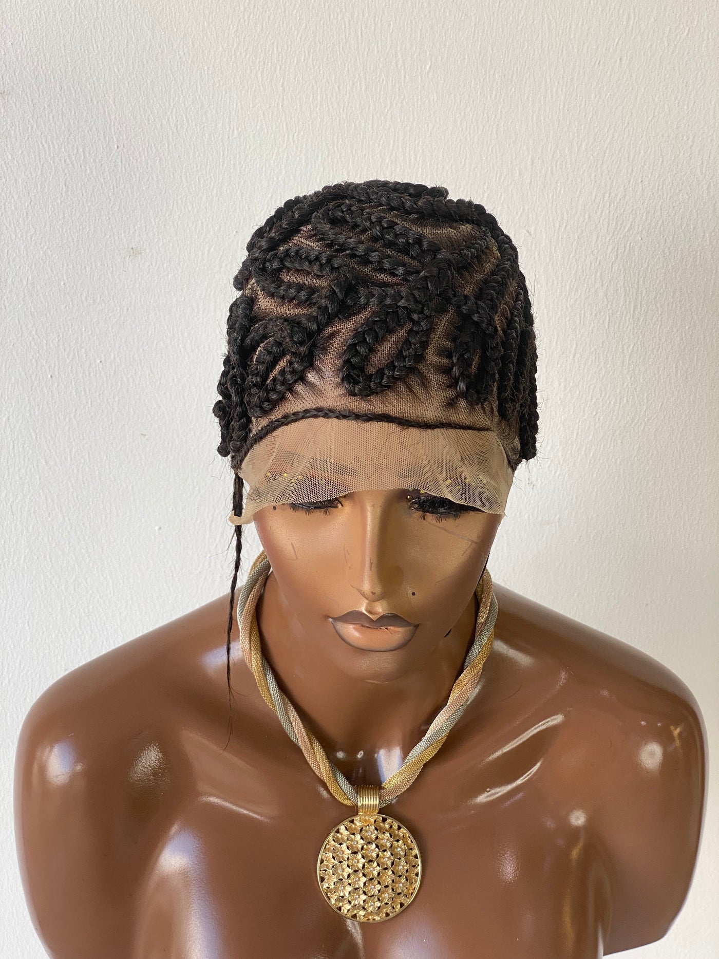 Baldie Cornrow Full Lace Wig, Natural Color, Medium Brown Full Lace