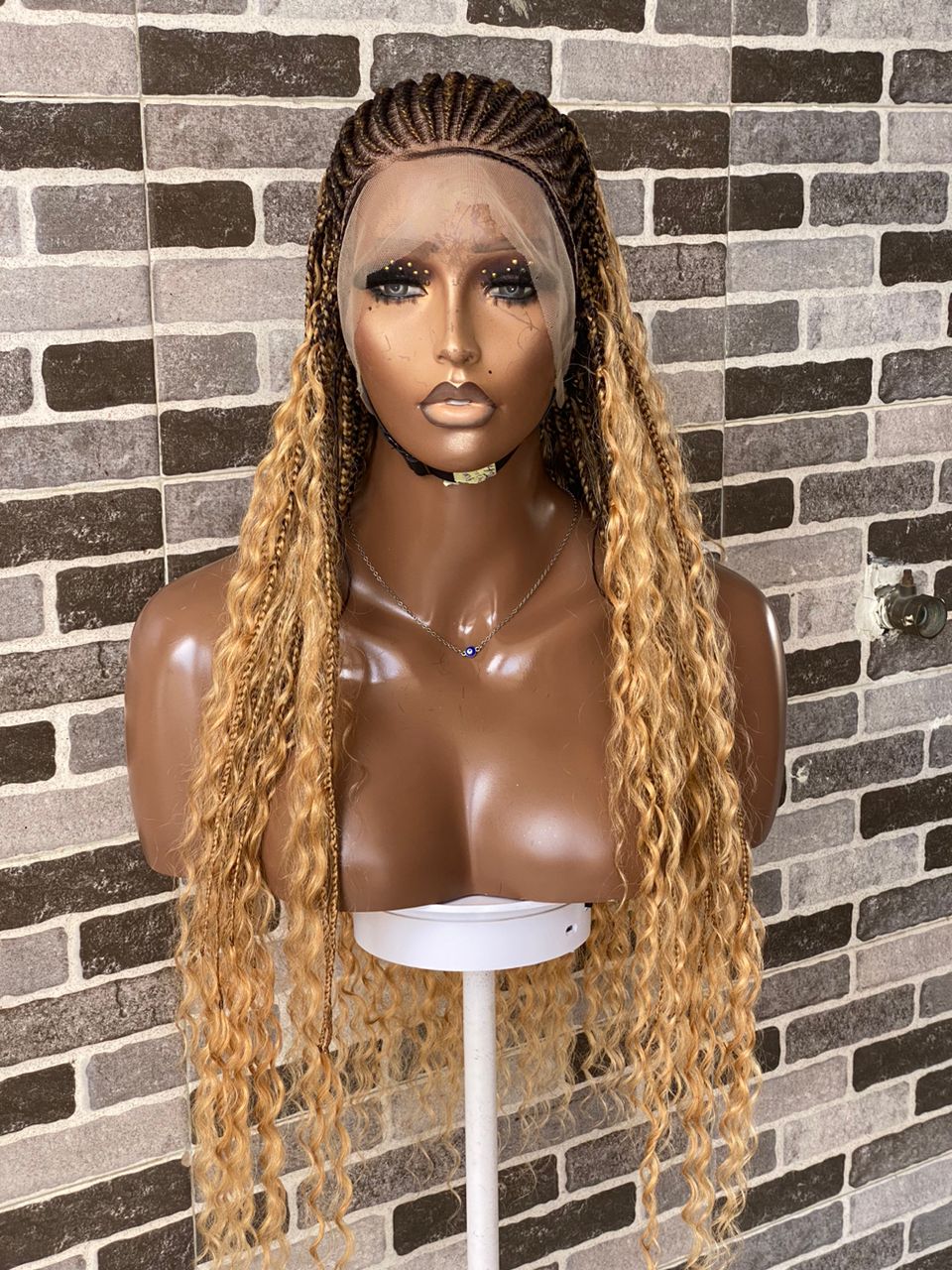 Boho Curls Cornrow Wig (100% Raw Human Hair Water Wave Curls) Color 27 - Chanel