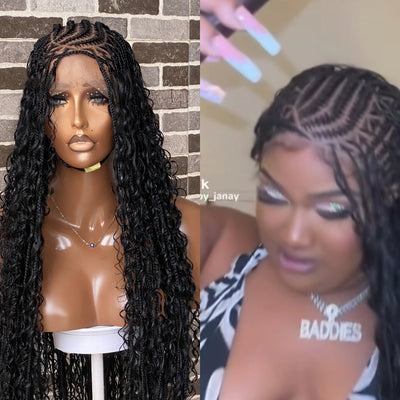 Biggie cornrow bohemian Knotless (100% humanhair curls) full lace