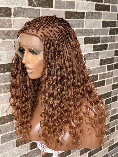 Wet And Wavy Knotless Braid Wig (100% Raw Human Hair) Color 30, HD Full Lace