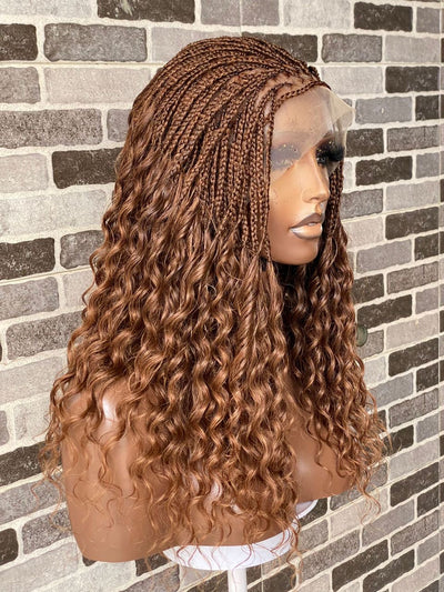 Wet And Wavy Knotless Braid Wig (100% Raw Human Hair) Color 30, HD Full Lace