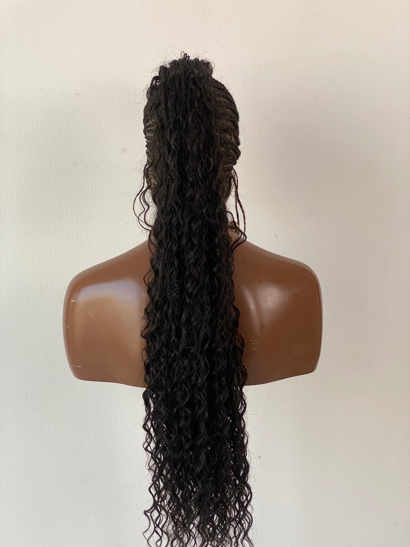 Mohawk Bohemian Cornrow Style (Black Color, Waist Length, Swiss Full Lace)