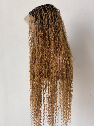 100% Human Hair Bohemian Curls Knotless Braid Wig (Bianca) Poshglad Braided Wigs Bohemian Knotless Braid Wig