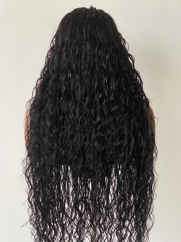 Bohemian Loose Water Wave Wig (100% HD Human Hair Lace & Curls) Gluless, Black