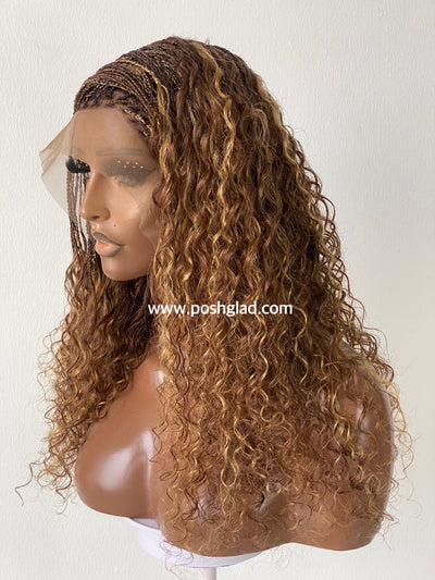 Wet And Wavy 100% Human Hair Knotless Braid Wig, HD Full Lace,