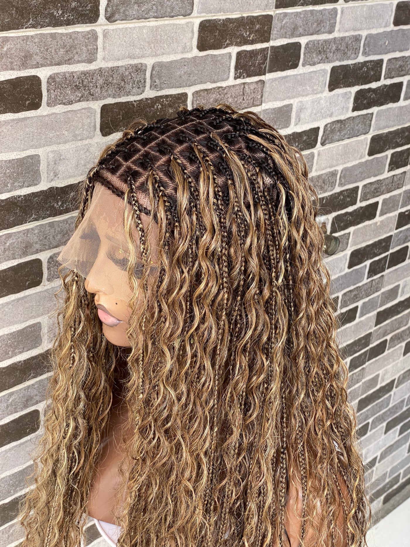 Bohemian knotless - (100% humanhair curls) Tara custom color