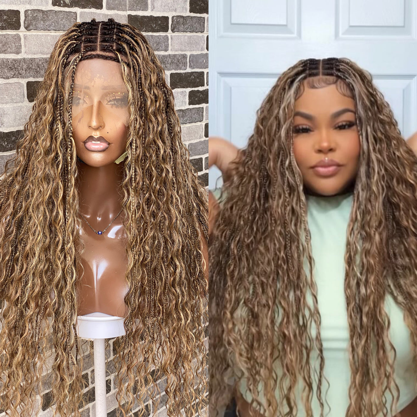 Bohemian knotless - (100% humanhair curls) Tara custom color