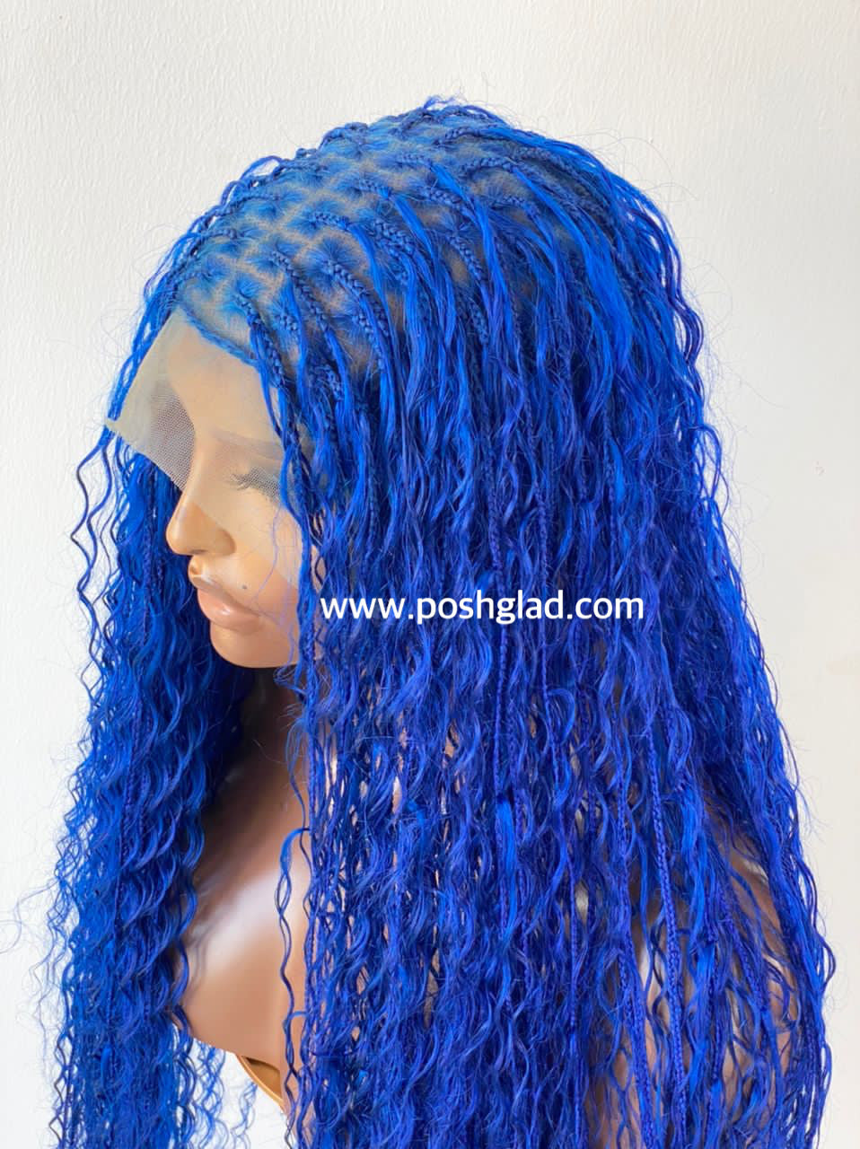 New Dark Blue Knotless Braid Wig Available on Full Lace Wig