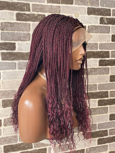 Boho small box braid braided wigs full lace  (humanhair curly ends)