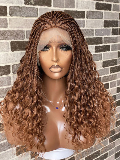 Wet And Wavy Knotless Braid Wig (100% Raw Human Hair) Color 30, HD Full Lace