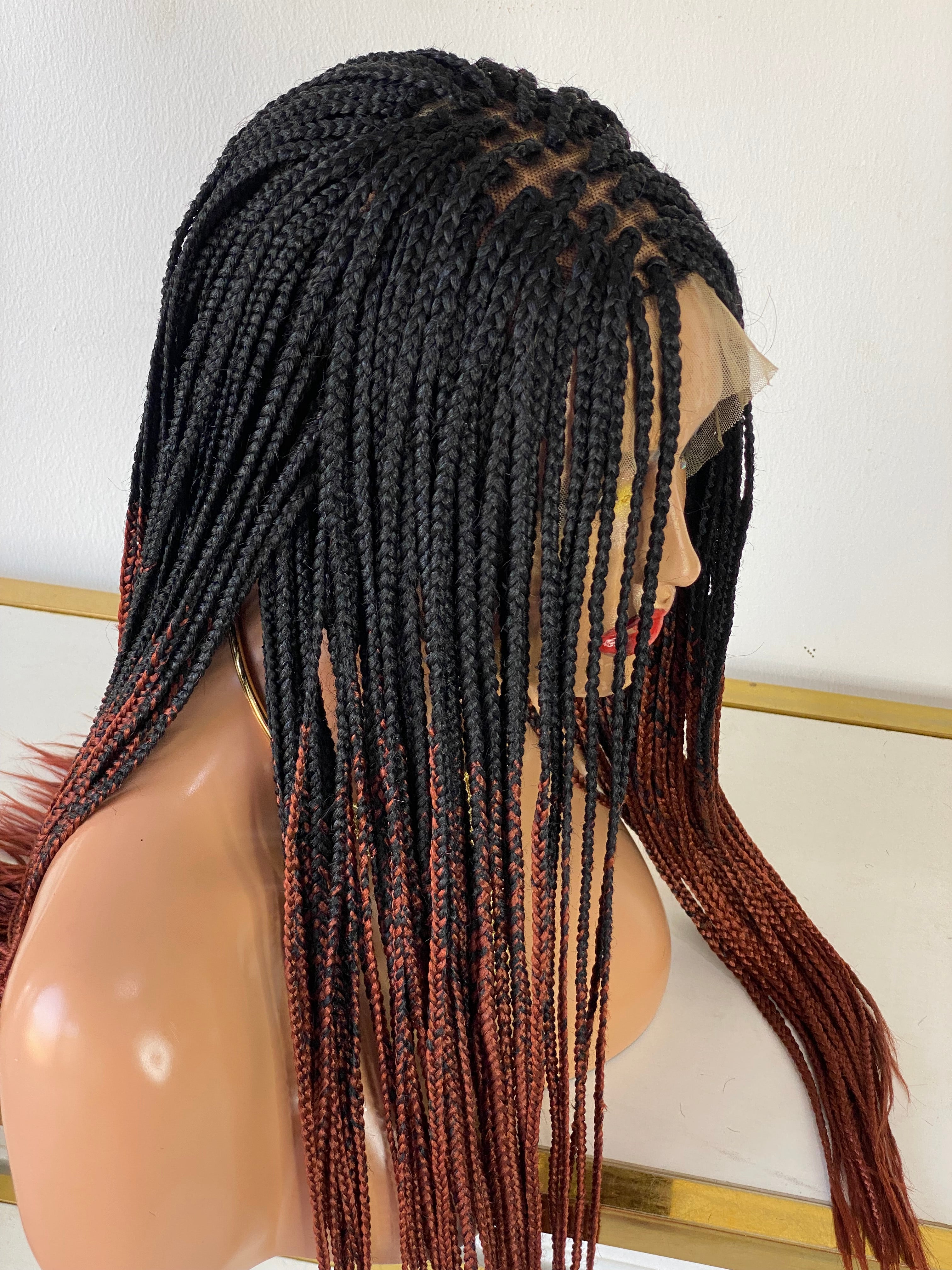 Ready To Ship Box Braid - 4 by 4 Closure Ombré - Poshglad Braided Wigs