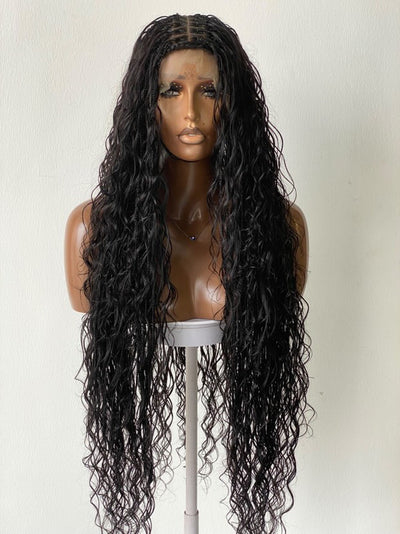 Bohemian Loose Water Wave Wig (100% HD Human Hair Lace & Curls) Gluless, Black