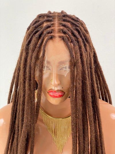 C4 Natural Locs Wig "Color 4" HD Full Lace - Ready To Ship Poshglad Braided Wigs Butterfly Locs Wig