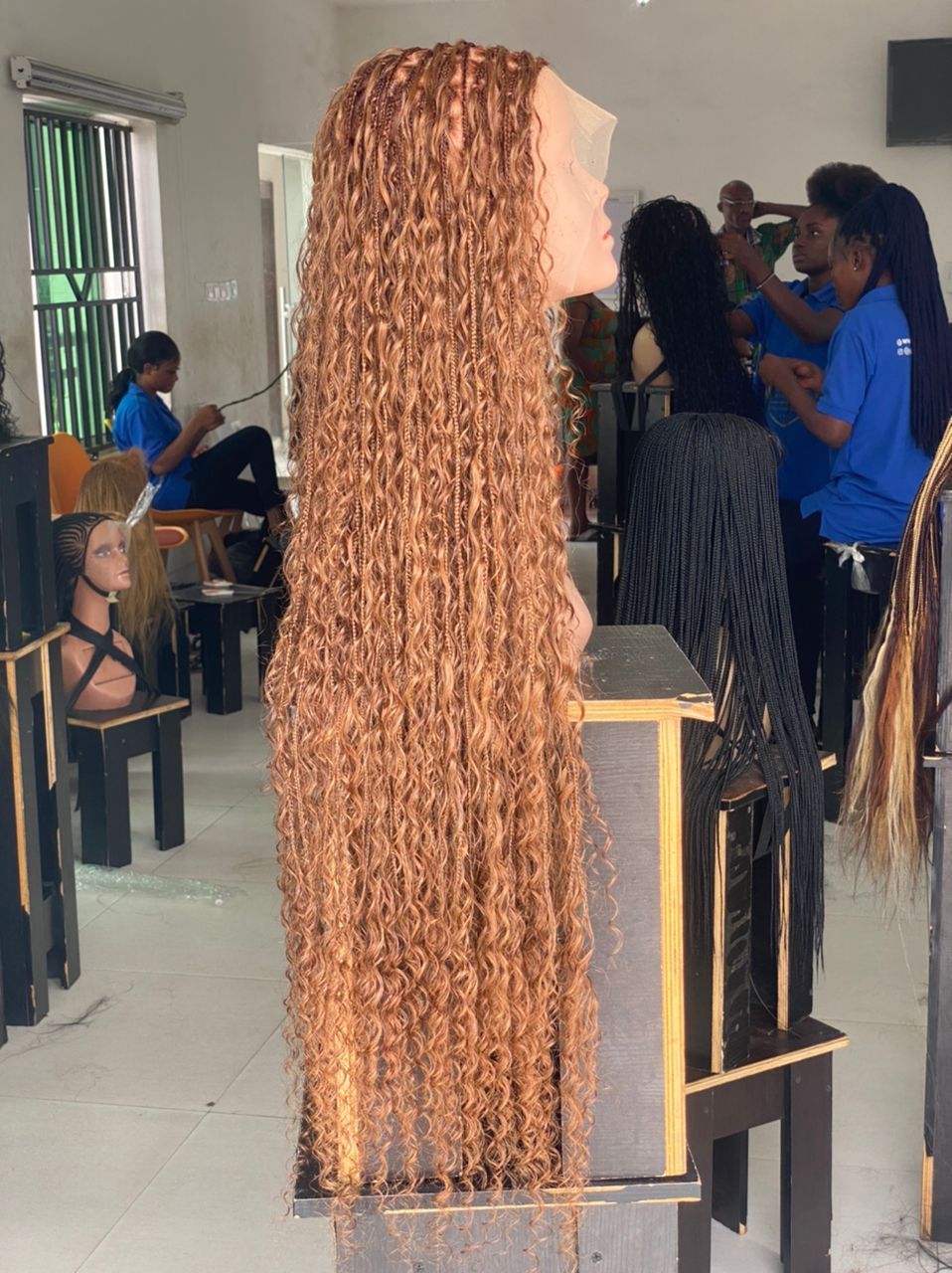Bohemian Knotless Wig "HD Full Lace" (100% Human Hair) Auburn - TARA Poshglad Braided Wigs Bohemian Knotless Braid Wig