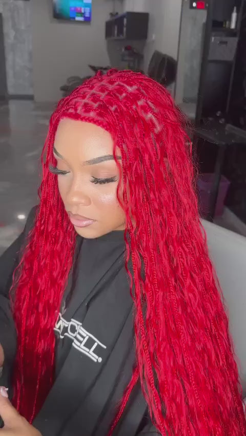 Red Rapper Adult Wig w Braids n Beads