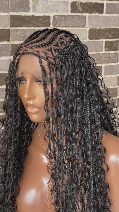 Biggie cornrow bohemian Knotless (100% humanhair curls) full lace