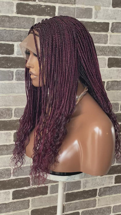 Boho small box braid braided wigs full lace  (humanhair curly ends)