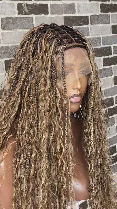 Bohemian knotless - (100% humanhair curls) Tara custom color