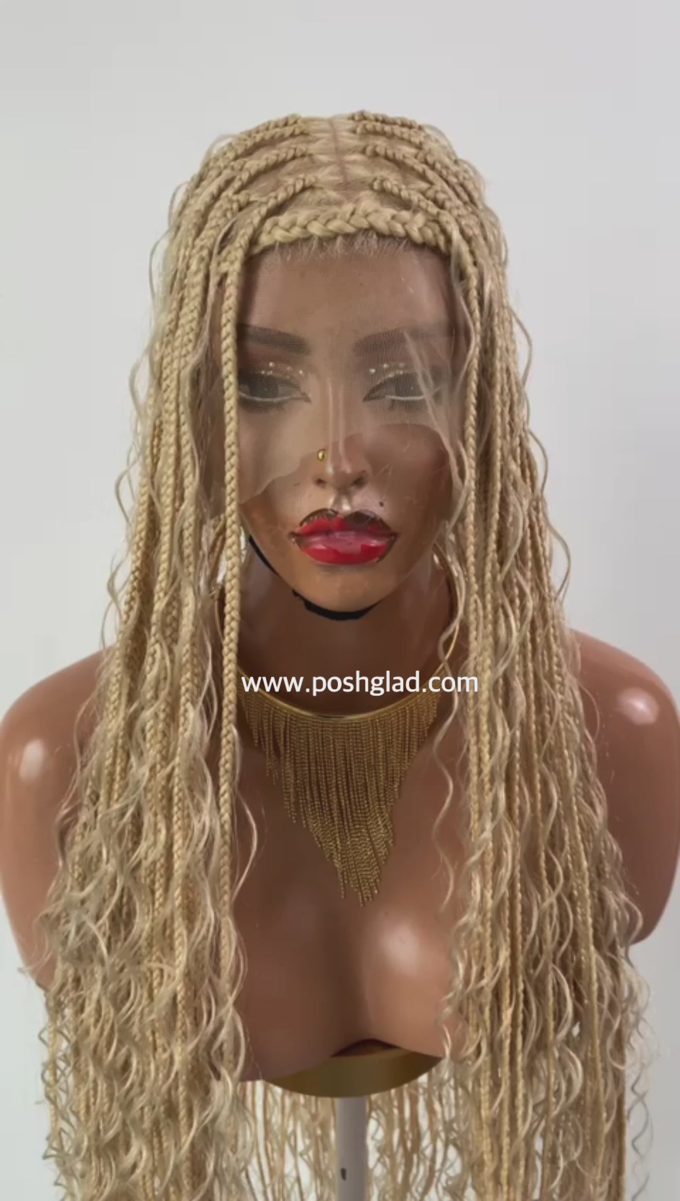 Bohemian Knotless Braid Wig "HD Full Lace" Blondy