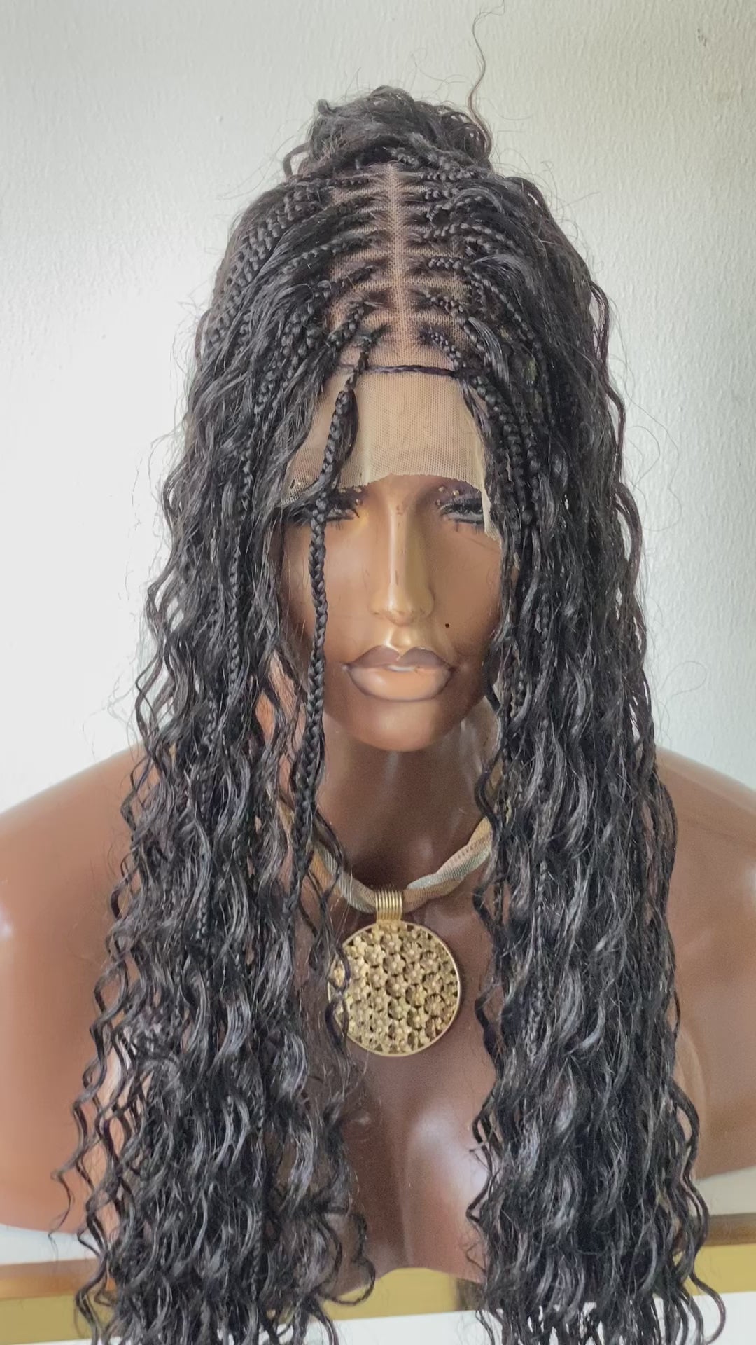 Bohemian Cornrow Mohawk Style (Black Color, Waist Length, Swiss Full Lace)