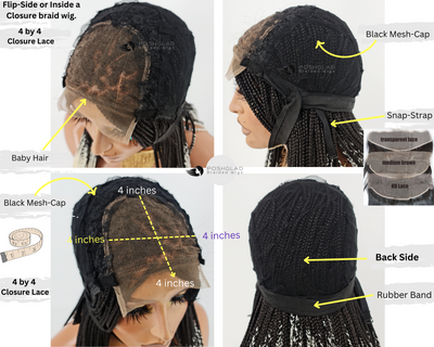 Spring Twist Wig 1B/33 "4x4 Premium Closure" Neck Length Poshglad Braided Wigs Spring Twist Wig