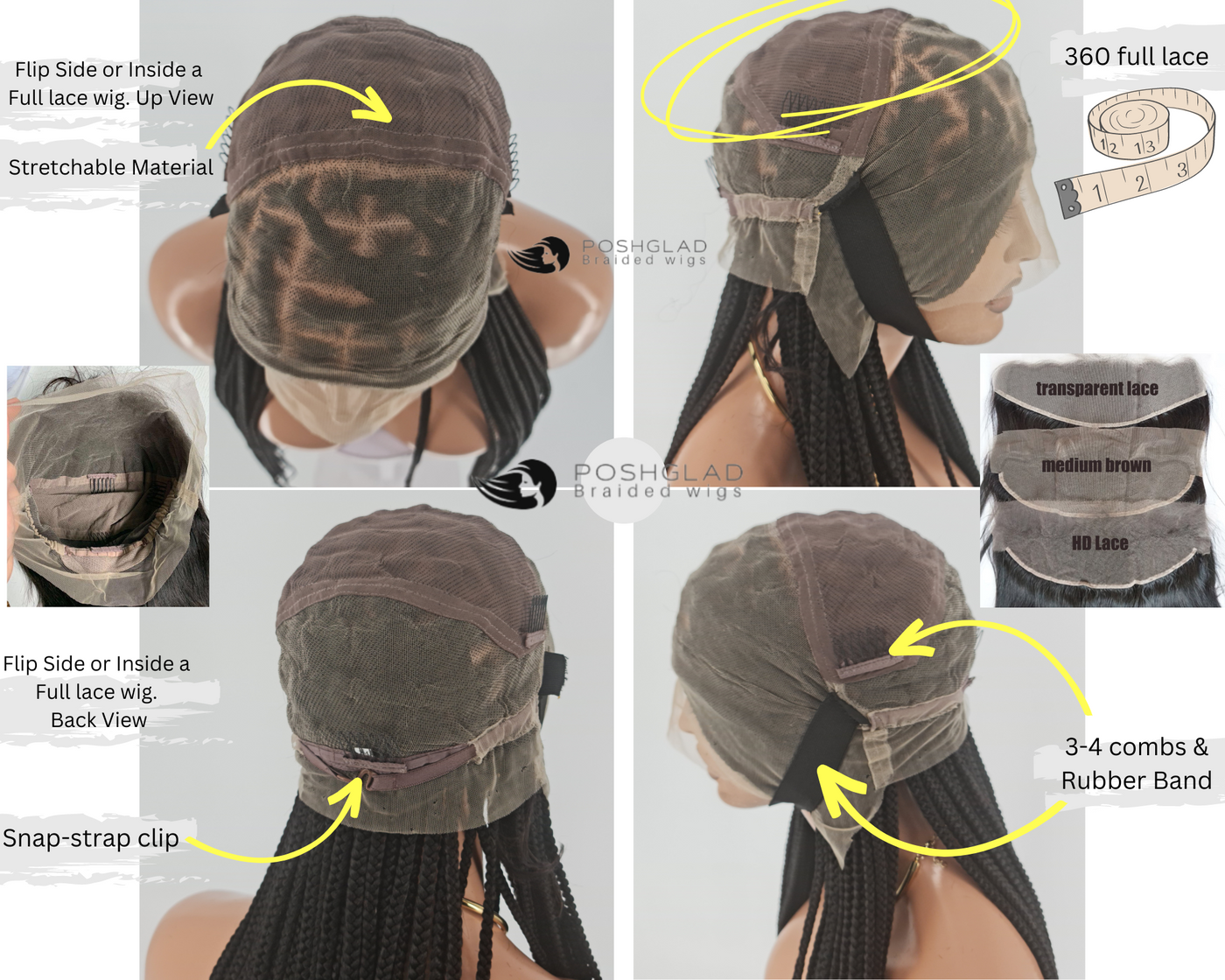 TOYIN PONYTAIL CORNROW (FULL LACE) Poshglad Braided Wigs CORNROWS