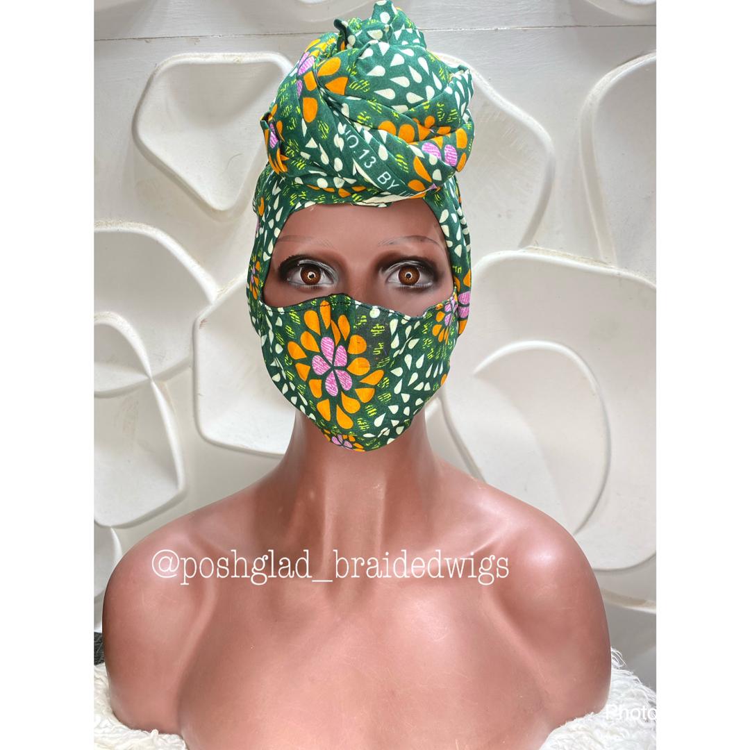 TURBAN AND FACE MASK Poshglad Braided Wigs