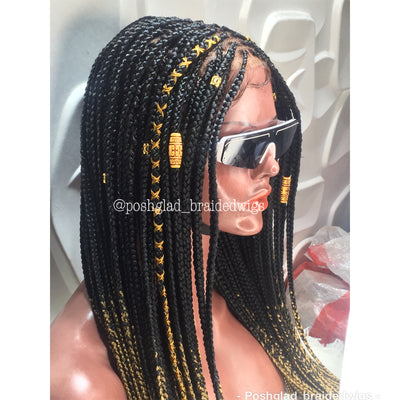 13 by 4 Frontal Ombré Knotless Braid Wig (Nissima) Poshglad Braided Wigs Knotless Braid Wig