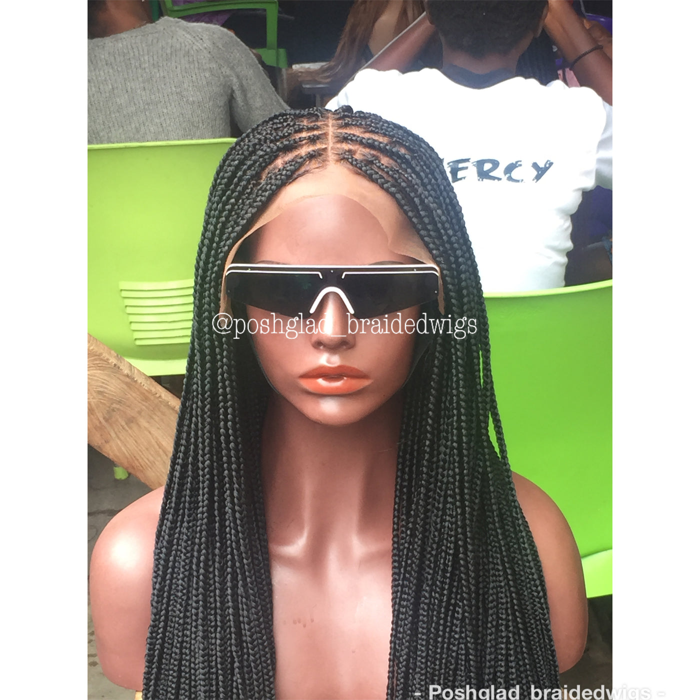 Neon Green Lace Front Braid Wig for Women Long Straight Neon Yellow  Braiding Hair Hand Tied Synthetic Box Braided Wigs 26 Inches
