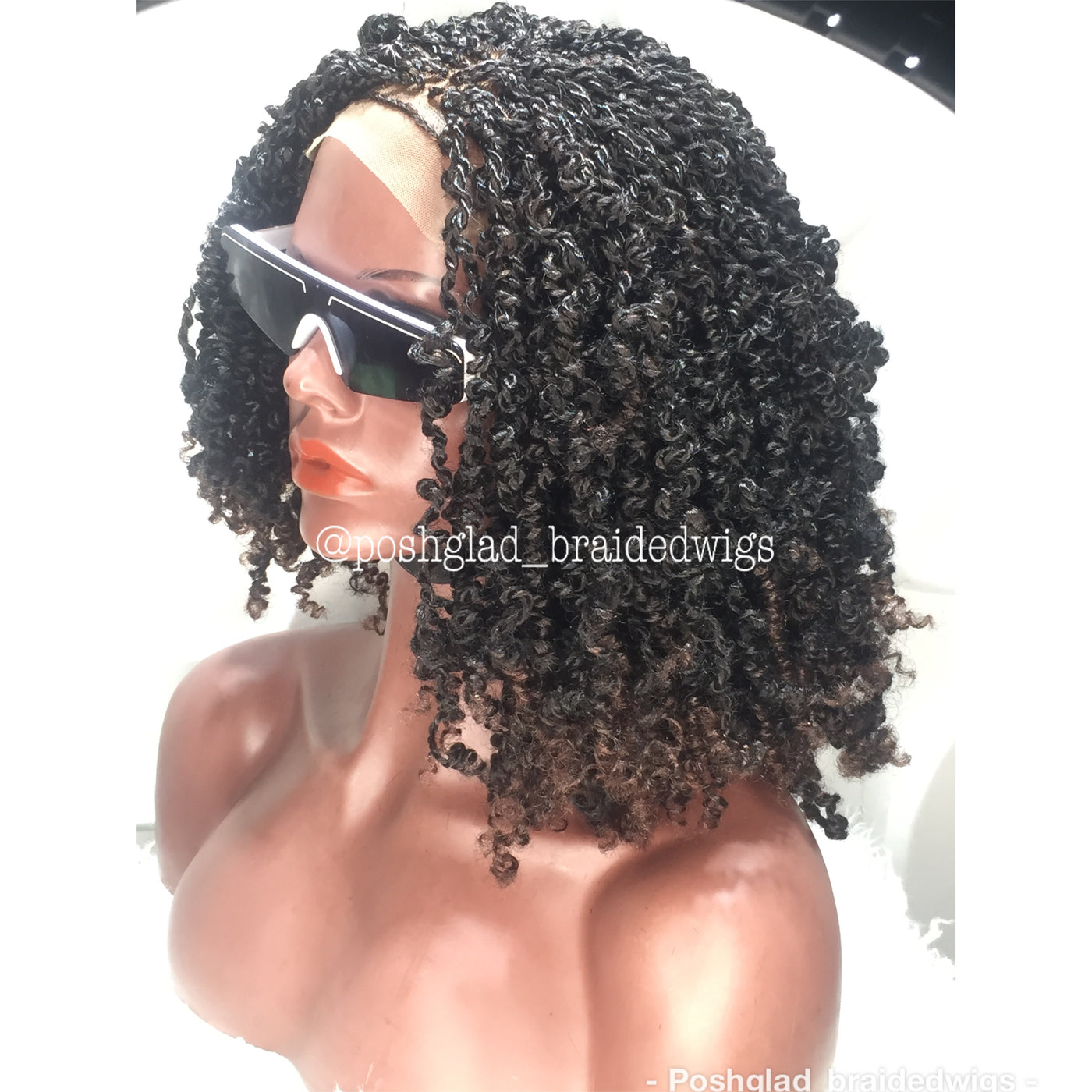 Spring Twist Wig 1B/33 "4x4 Premium Closure" Neck Length Poshglad Braided Wigs Spring Twist Wig