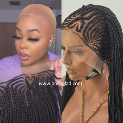 Cornrow Braid Wig "13 by 4 Lace Frontal" Wig Val